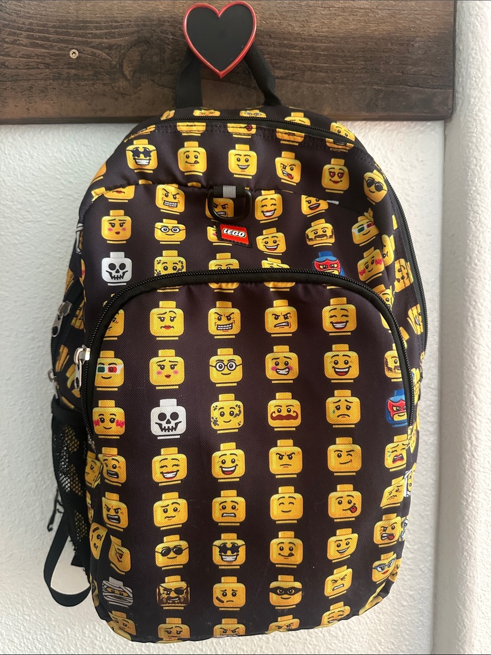 Lego Black Backpack with Yellow Emoji Heads Print